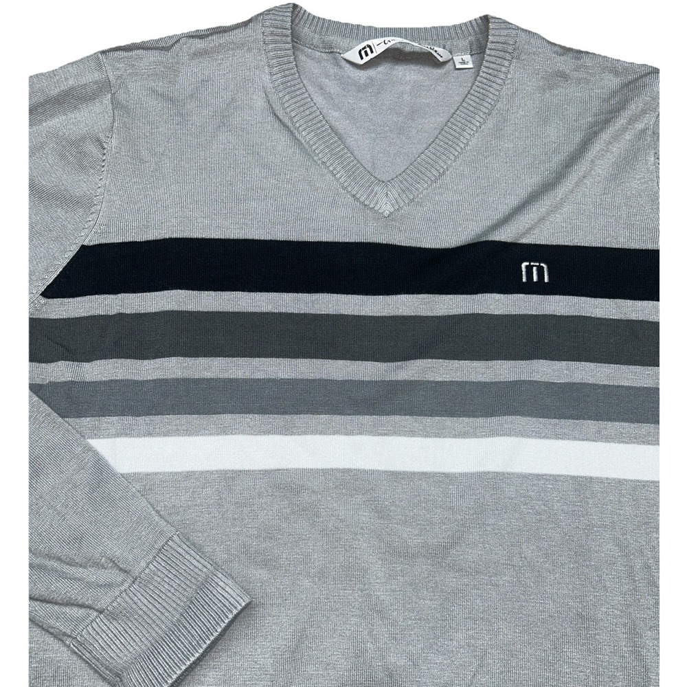 Travis Mathew Men's Large Sweater Pullover‎ V-Neck Solid Gray Golf, Extra Soft